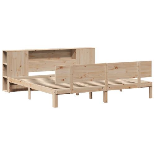 Lit bibliothèque sans matelas 180x200 cm bois massif de pin - Photo n°3; ?>