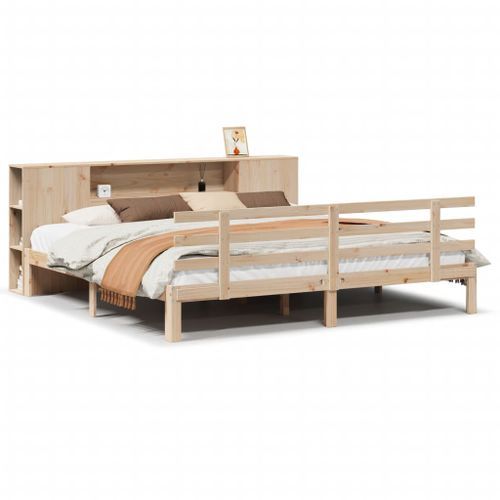 Lit bibliothèque sans matelas 180x200 cm bois massif de pin - Photo n°2; ?>