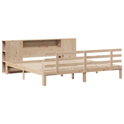 Lit bibliothèque sans matelas 180x200 cm bois massif de pin - Photo n°3; ?>