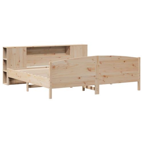 Lit bibliothèque sans matelas 180x200 cm bois massif de pin - Photo n°3; ?>