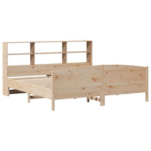 Lit bibliothèque sans matelas 180x200 cm bois massif de pin - Photo n°3; ?>