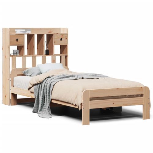 Lit bibliothèque sans matelas 75x190 cm bois de pin massif - Photo n°2; ?>