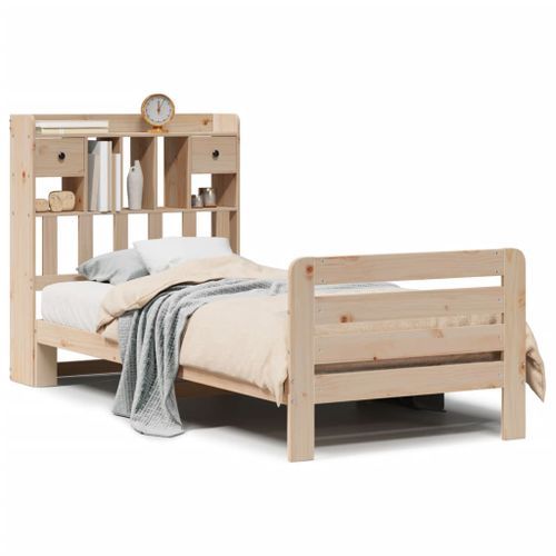 Lit bibliothèque sans matelas 75x190 cm bois de pin massif - Photo n°2; ?>