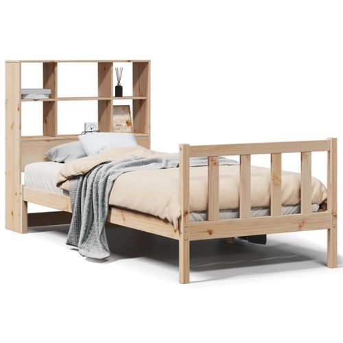 Lit bibliothèque sans matelas 75x190 cm bois de pin massif - Photo n°2; ?>