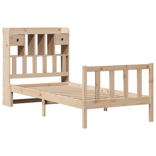 Lit bibliothèque sans matelas 75x190 cm bois de pin massif - Photo n°3; ?>