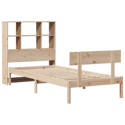 Lit bibliothèque sans matelas 75x190 cm bois de pin massif - Photo n°3; ?>