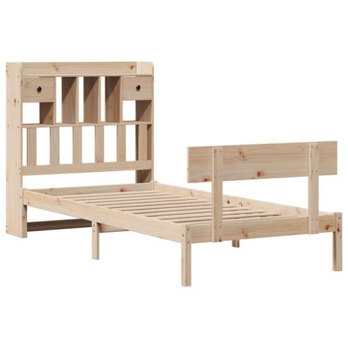 Lit bibliothèque sans matelas 75x190 cm bois de pin massif - Photo n°3; ?>