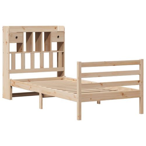 Lit bibliothèque sans matelas 75x190 cm bois de pin massif - Photo n°3; ?>