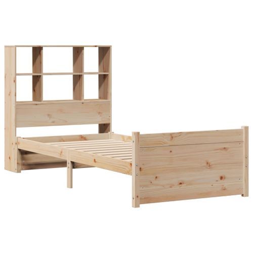 Lit bibliothèque sans matelas 75x190 cm bois de pin massif - Photo n°3; ?>