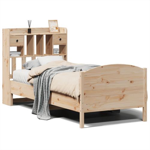 Lit bibliothèque sans matelas 75x190 cm bois de pin massif - Photo n°2; ?>