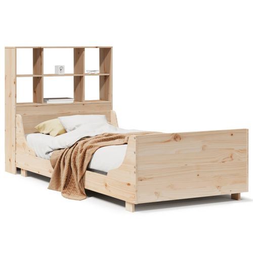 Lit bibliothèque sans matelas 75x190 cm bois massif - Photo n°2; ?>