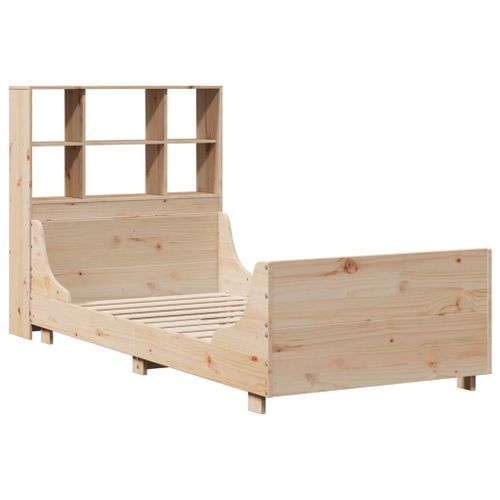 Lit bibliothèque sans matelas 75x190 cm bois massif - Photo n°3; ?>