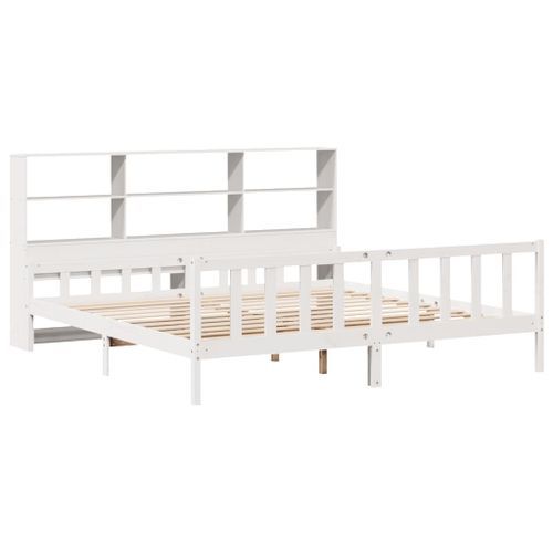 Lit bibliothèque sans matelas blanc 180x200 cm bois pin massif - Photo n°3; ?>