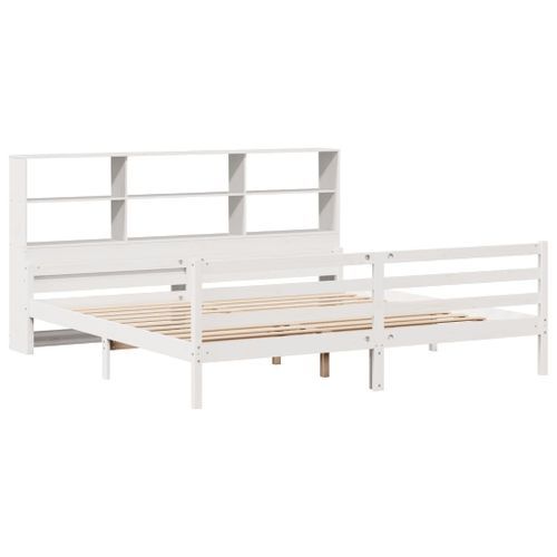 Lit bibliothèque sans matelas blanc 180x200 cm bois pin massif - Photo n°3; ?>