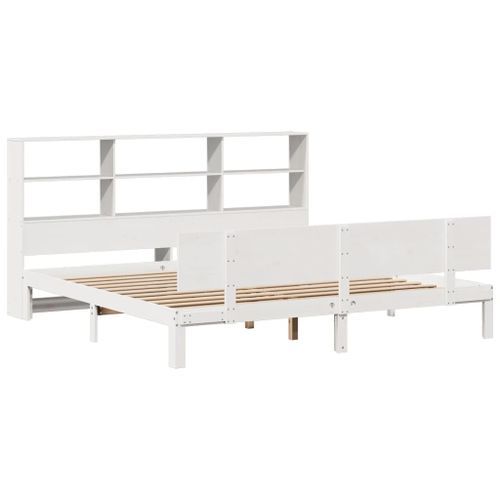 Lit bibliothèque sans matelas blanc 180x200 cm bois pin massif - Photo n°3; ?>