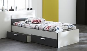 Lit Blanc et Gris à tiroirs Arthur - Photo n°3; ?>