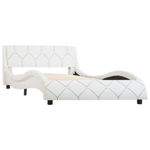 Lit Blanc Similicuir 100 x 200 cm - Photo n°2; ?>