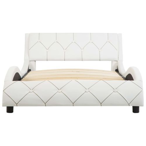 Lit Blanc Similicuir 100 x 200 cm - Photo n°3; ?>