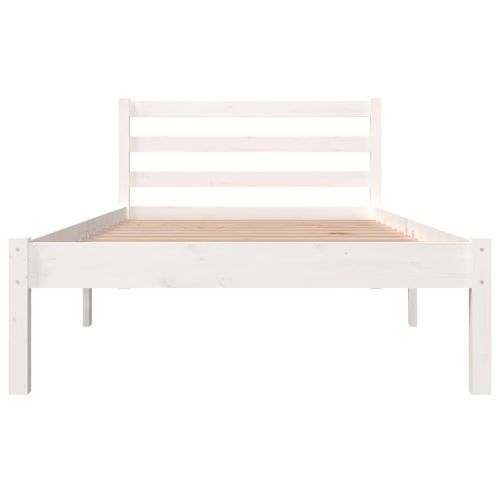 Lit Bois de pin massif 90x190 cm Blanc simple - Photo n°3; ?>