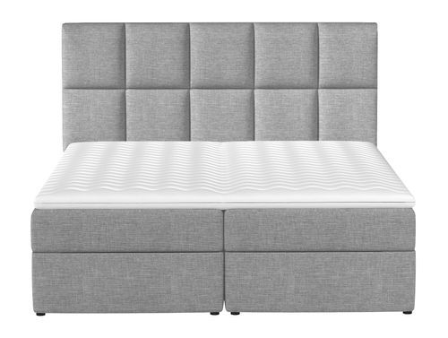 Lit boxspring tissu gris clair chiné avec matelas et surmatelas Lizen - Photo n°3; ?>