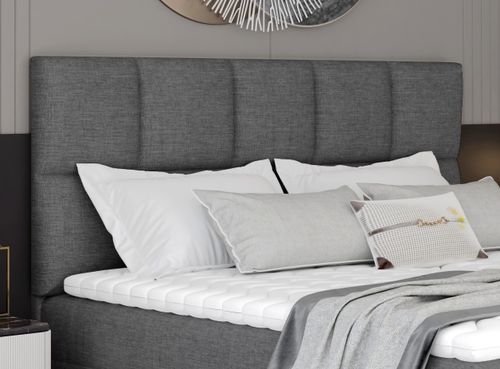Lit boxspring tissu gris foncé avec matelas et surmatelas Lizen - Photo n°2; ?>