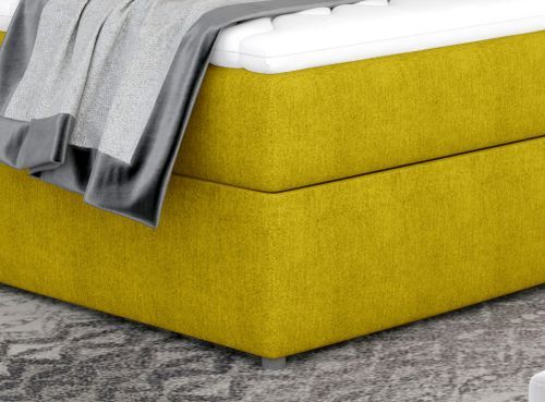 Lit boxspring tissu jaune avec matelas et surmatelas Lizen - Photo n°3; ?>