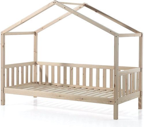 Lit cabane 90x200 cm avec matelas pin massif clair Bali - Photo n°2; ?>