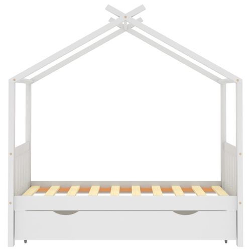 Lit cabane enfant avec un tiroir Blanc Pin massif 80x160 cm 2 - Photo n°3; ?>