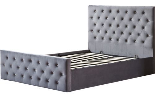 Lit capitonné avec coffre velours anthracite Korry 160x200 cm - Photo n°2; ?>