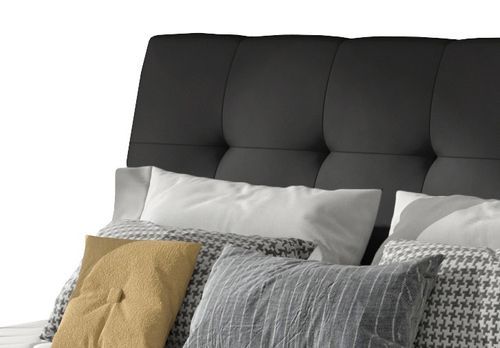 Lit capitonné avec rangement simili cuir noir Klein - Photo n°3; ?>