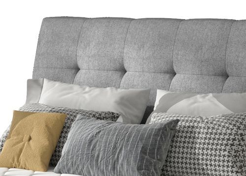 Lit capitonné avec rangement tissu doux gris Klein - Photo n°3; ?>