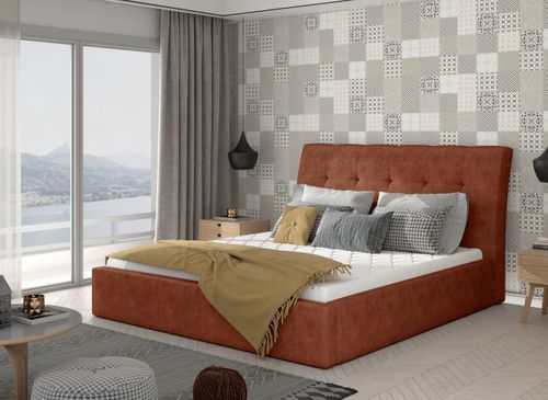 Lit Capitonné Avec Rangement Tissu Rouge Brique Klein 12 Lit capitonné avec rangement tissu rouge brique Klein - Photo n°2; ?>