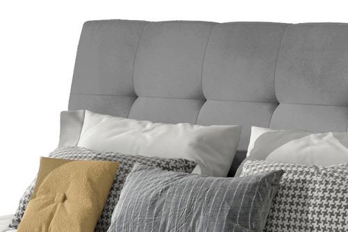 Lit capitonné avec rangement velours gris clair Klein - Photo n°3; ?>