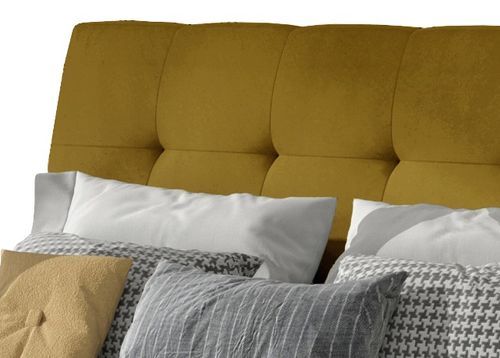 Lit capitonné avec rangement velours jaune Klein - Photo n°3; ?>