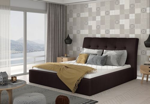 Lit Capitonné Avec Rangement Velours Marron Klein 12 Lit capitonné avec rangement velours marron Klein - Photo n°2; ?>