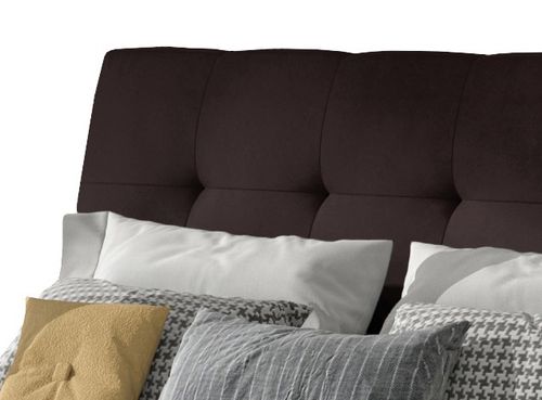 Lit capitonné avec rangement velours marron Klein - Photo n°3; ?>