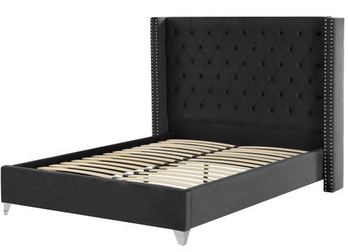 Lit Capitonné Chesterfield Velours Noir Klouto 140x190 Cm 19 Lit capitonné Chesterfield velours noir Klouto 140x190 cm - Photo n°3; ?>