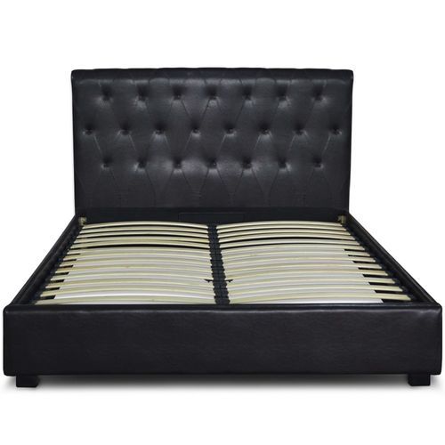 Lit Capitonné Noir Simili Reva 8 Lit capitonné noir simili Reva - Photo n°2; ?>