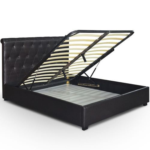 Lit Capitonné Noir Simili Reva 9 Lit capitonné noir simili Reva - Photo n°3; ?>