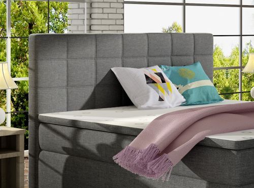 Lit chambre d'hôtel avec matelas tissu gris Alko - Photo n°3; ?>