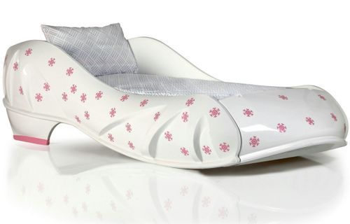Lit chaussure blanc flocon rose 90x190 cm - Photo n°2; ?>