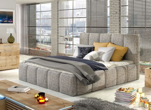 Lit Coffre 140x200 Cm Capitonné Tissu Gris Chiné Vika 7 Lit coffre 140x200 cm capitonné tissu gris chiné Vika - Photo n°2; ?>