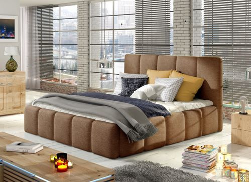 Lit Coffre 140x200 Cm Capitonné Velours Marron Clair Vika 8 Lit coffre 140x200 cm capitonné velours marron clair Vika - Photo n°2; ?>