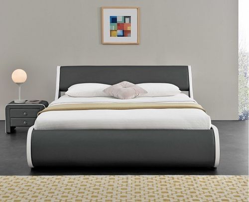 Lit Coffre 180x200 Cm Simili Cuir Gris Mat Liseré Blanc Asora 9 Lit coffre 180x200 cm simili cuir gris mat liseré blanc Asora - Photo n°3; ?>