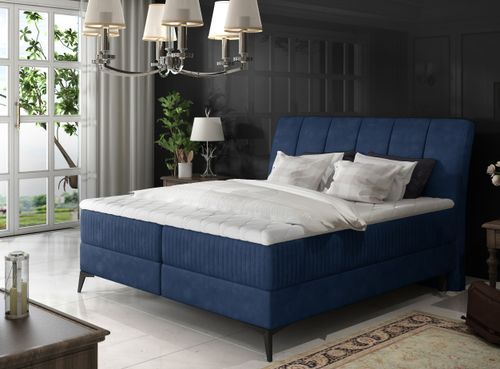 Lit Continental Moderne Avec Matelas Velours Bleu Brato 23 Lit continental moderne avec matelas velours bleu Brato - Photo n°3; ?>