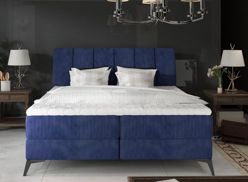 Lit Continental Moderne Avec Matelas Velours Bleu Brato 22 Lit continental moderne avec matelas velours bleu Brato - Photo n°2; ?>