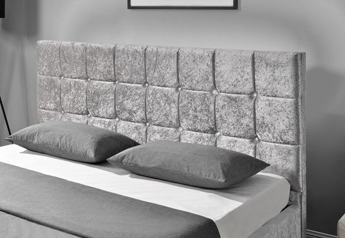 Lit coffre capitonné Velours Argent 160 Kim - Photo n°3; ?>