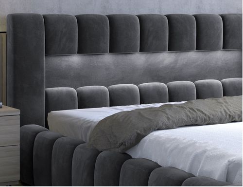 Lit coffre Luto prestige - Design tapissé velours et Led - Photo n°3; ?>