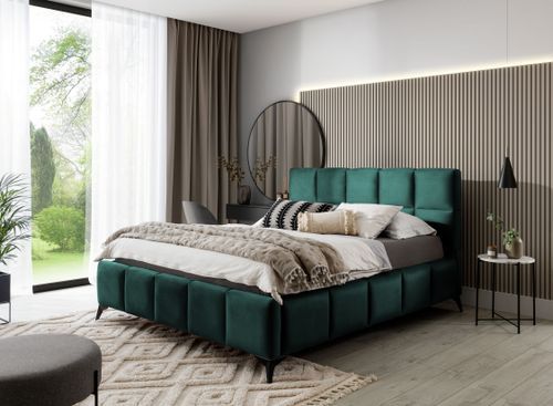 Lit Coffre Moderne 140x200 Cm Capitonné Tissu Doux Vert Mister 8 Lit coffre moderne 140x200 cm capitonné tissu doux vert Mister - Photo n°2; ?>