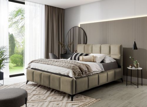 Lit Coffre Moderne 160x200 Cm Capitonné Tissu Doux Beige Mister 10 Lit coffre moderne 160x200 cm capitonné tissu doux beige Mister - Photo n°2; ?>